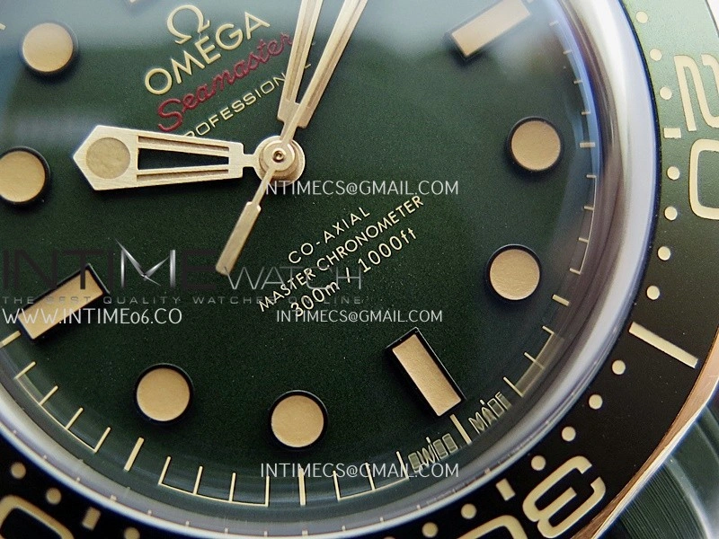 Seamaster 300M Diver Titanium Bronze Gold ORF 1:1 Best Edition Green Dial On Green Rubber Strap Asian Super Clone 8806