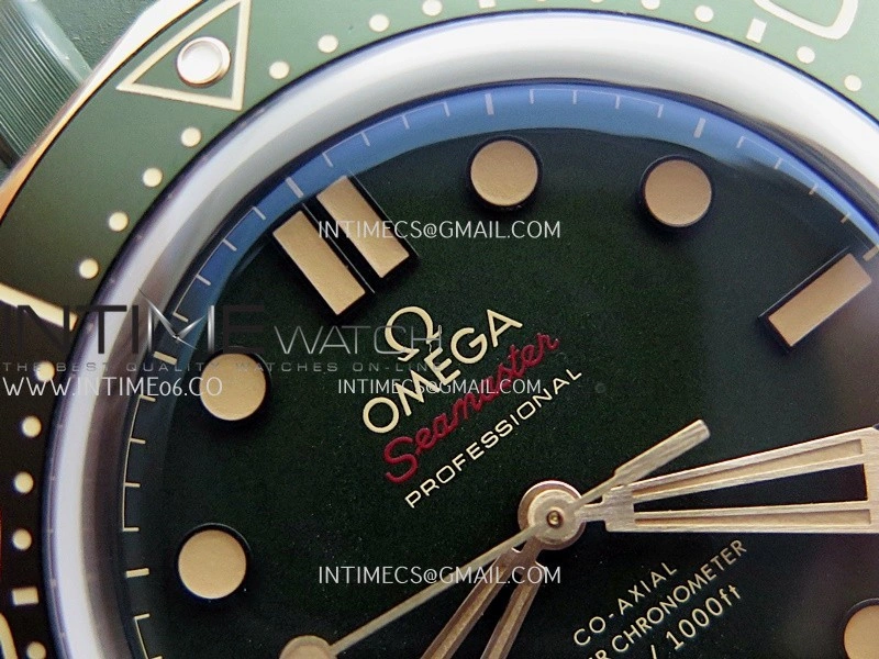 Seamaster 300M Diver Titanium Bronze Gold ORF 1:1 Best Edition Green Dial On Green Rubber Strap Asian Super Clone 8806
