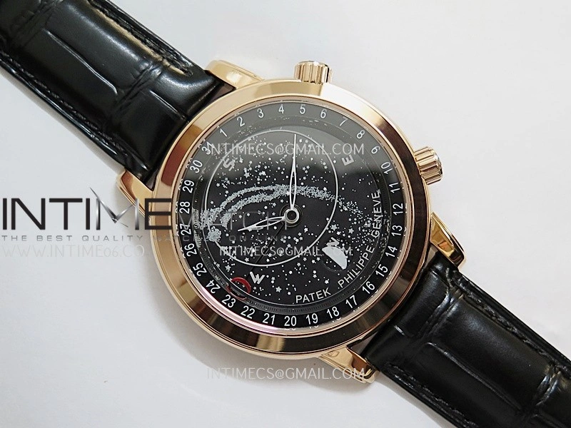 Grand Complications 6102G Moon RG YF Black Dial on Black Leather Strap A240