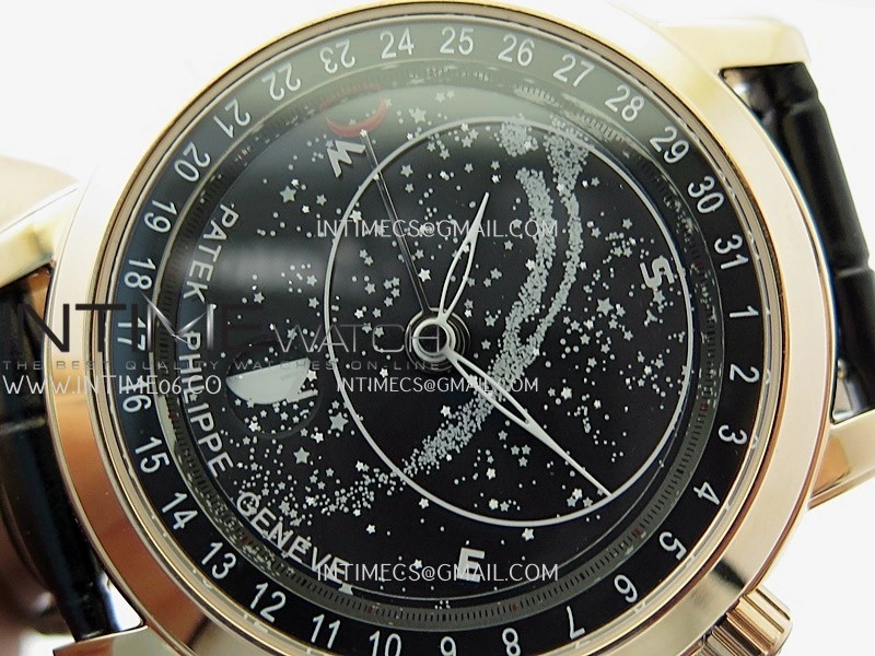 Grand Complications 6102G Moon RG YF Black Dial on Black Leather Strap A240