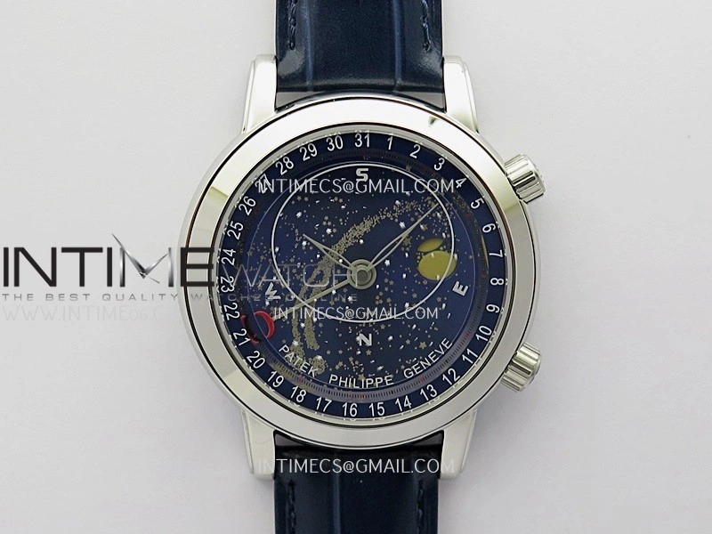 Grand Complications 6102G Moon SS YF Blue Dial on Blue Leather Strap A240