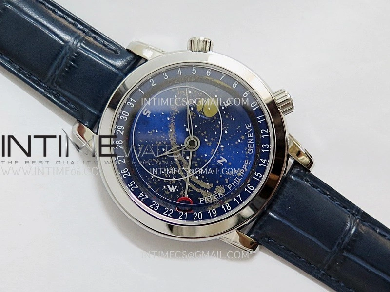 Grand Complications 6102G Moon SS YF Blue Dial on Blue Leather Strap A240