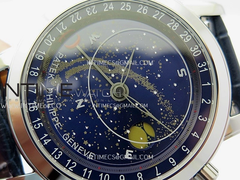 Grand Complications 6102G Moon SS YF Blue Dial on Blue Leather Strap A240