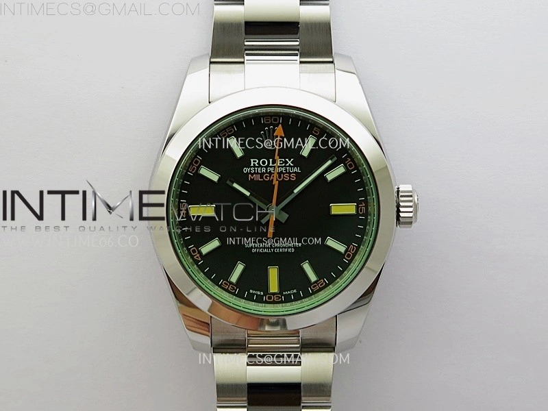 Milgauss 116400 GV Real Green Sapphire 904L SS VSF 1:1 Best Edition Black Dial on 904L SS Bracelet SA3131