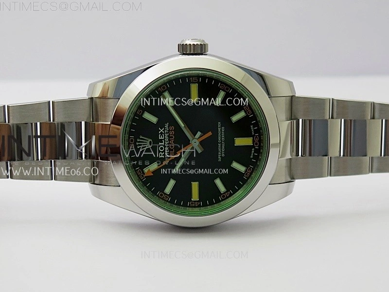Milgauss 116400 GV Real Green Sapphire 904L SS VSF 1:1 Best Edition Black Dial on 904L SS Bracelet SA3131
