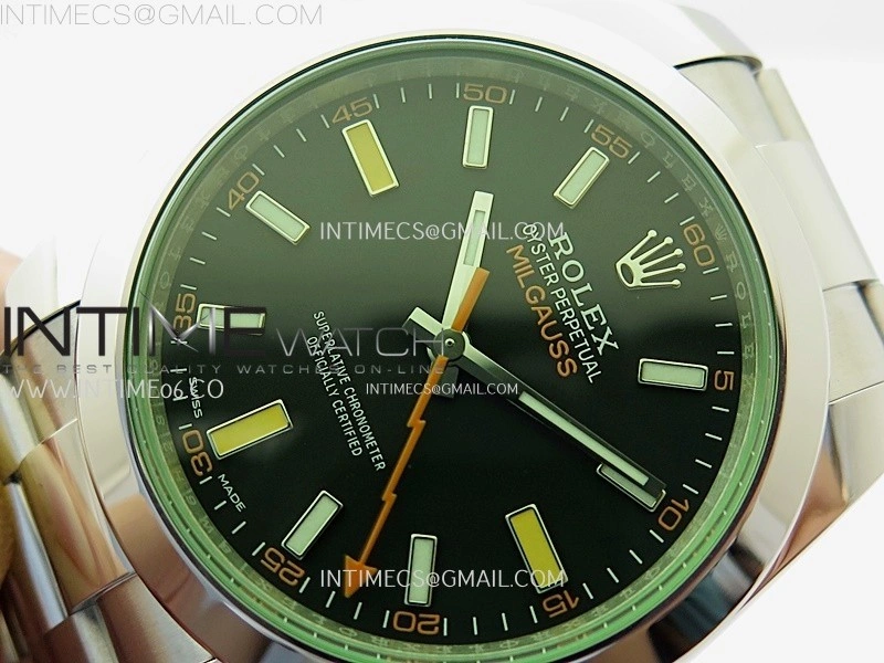 Milgauss 116400 GV Real Green Sapphire 904L SS VSF 1:1 Best Edition Black Dial on 904L SS Bracelet SA3131