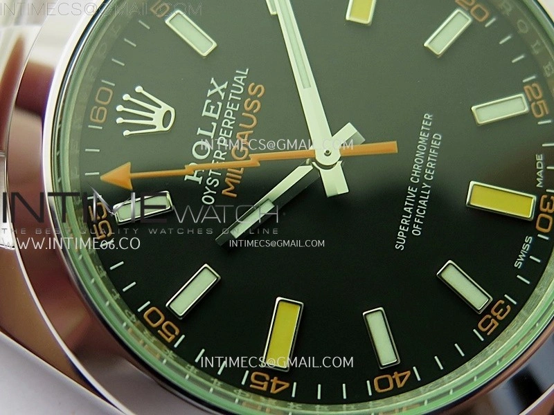 Milgauss 116400 GV Real Green Sapphire 904L SS VSF 1:1 Best Edition Black Dial on 904L SS Bracelet SA3131