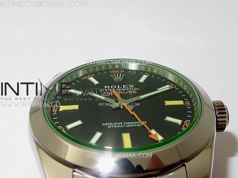 Milgauss 116400 GV Real Green Sapphire 904L SS VSF 1:1 Best Edition Black Dial on 904L SS Bracelet SA3131