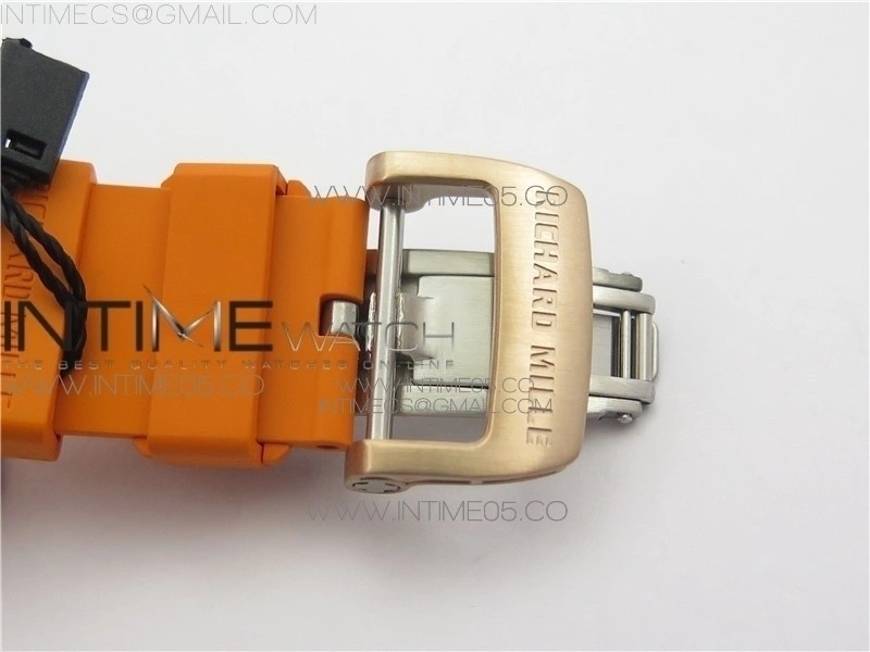 RM011-FM RG CHRONOGRAPH RG CASE KVF 1:1 BEST EDITION CRYSTAL SKELETON DIAL ON ORANGE RUBBER STRAP A7750