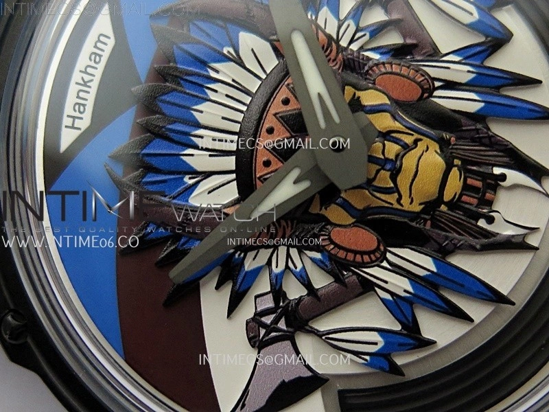 Hankham Indians PVD on Blue Leather Strap MIYOTA 8215