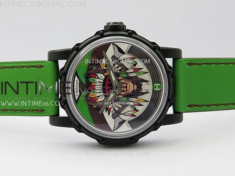 Hankham Indians PVD on Green Leather Strap MIYOTA 8215