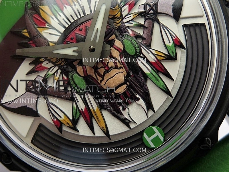Hankham Indians PVD on Green Leather Strap MIYOTA 8215