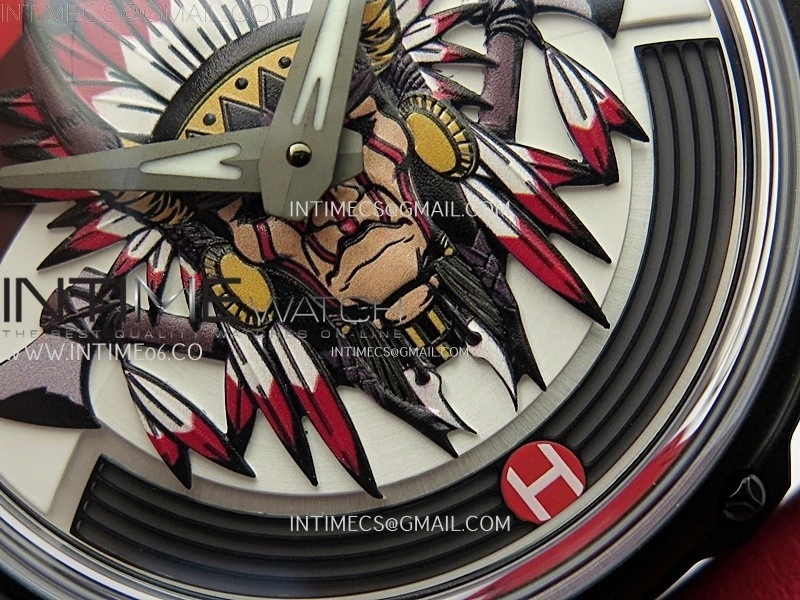 Hankham Indians PVD on Red Leather Strap MIYOTA 8215
