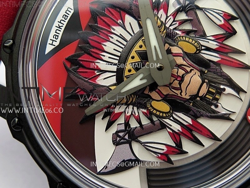 Hankham Indians PVD on Red Leather Strap MIYOTA 8215