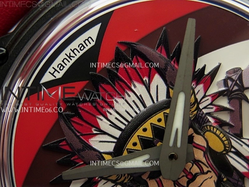 Hankham Indians PVD on Red Leather Strap MIYOTA 8215