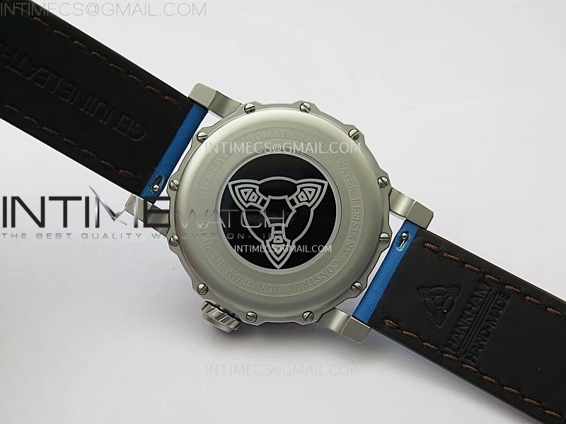 Hankham Indians SS on Blue Leather Strap MIYOTA 8215