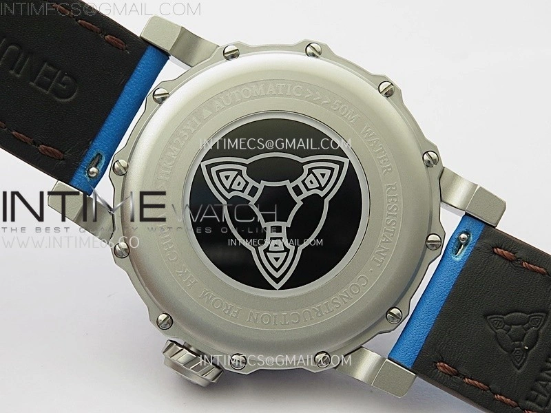 Hankham Indians SS on Blue Leather Strap MIYOTA 8215