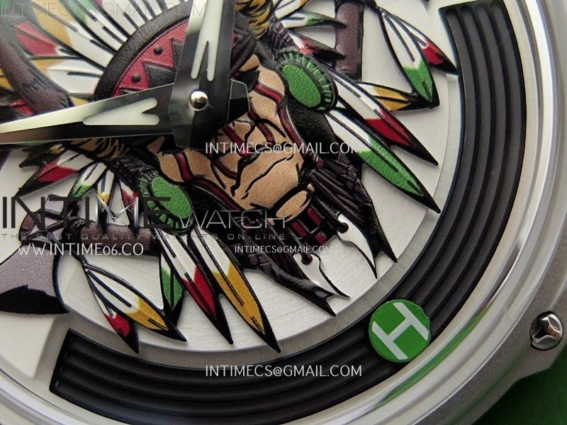 Hankham Indians SS on Green Leather Strap MIYOTA 8215