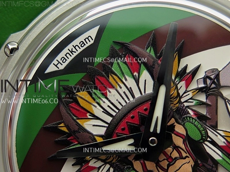 Hankham Indians SS on Green Leather Strap MIYOTA 8215