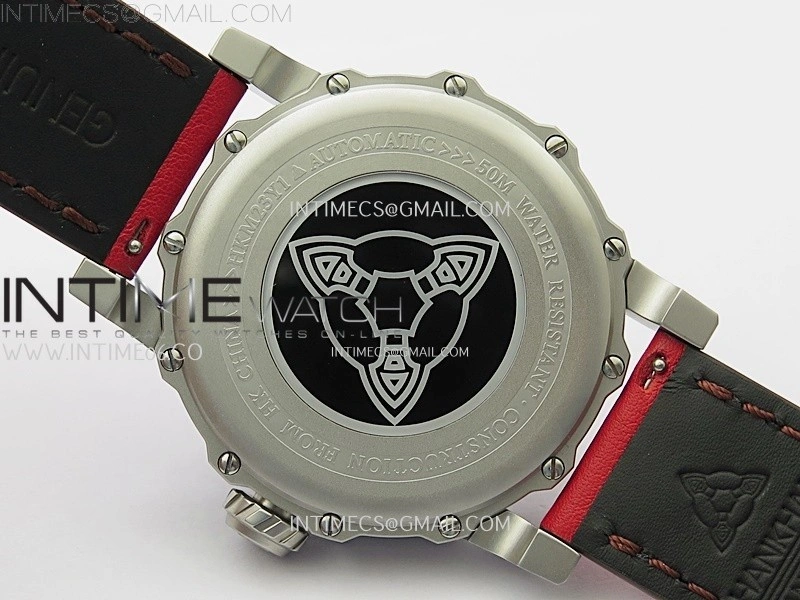 Hankham Indians SS on Red Leather Strap MIYOTA 8215