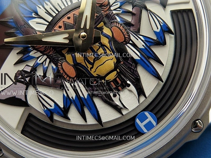Hankham Indians Two Tone on Blue Leather Strap MIYOTA 8215