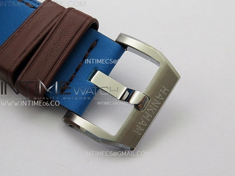 Hankham Indians Two Tone on Blue Leather Strap MIYOTA 8215