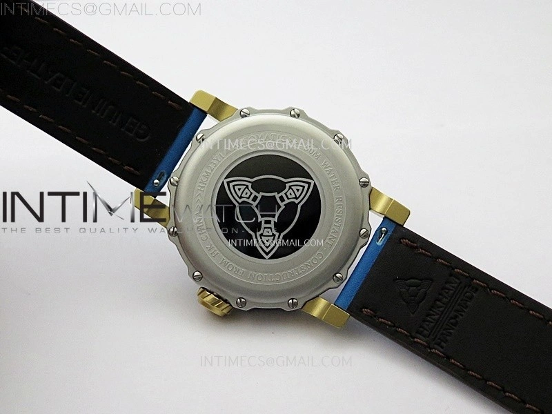 Hankham Indians Two Tone on Blue Leather Strap MIYOTA 8215