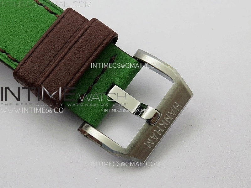 Hankham Indians Two Tone on Green Leather Strap MIYOTA 8215