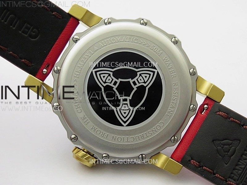 Hankham Indians Two Tone on Red Leather Strap MIYOTA 8215