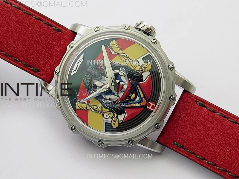 Hankham Joker SS on Red Leather Strap MIYOTA 8215