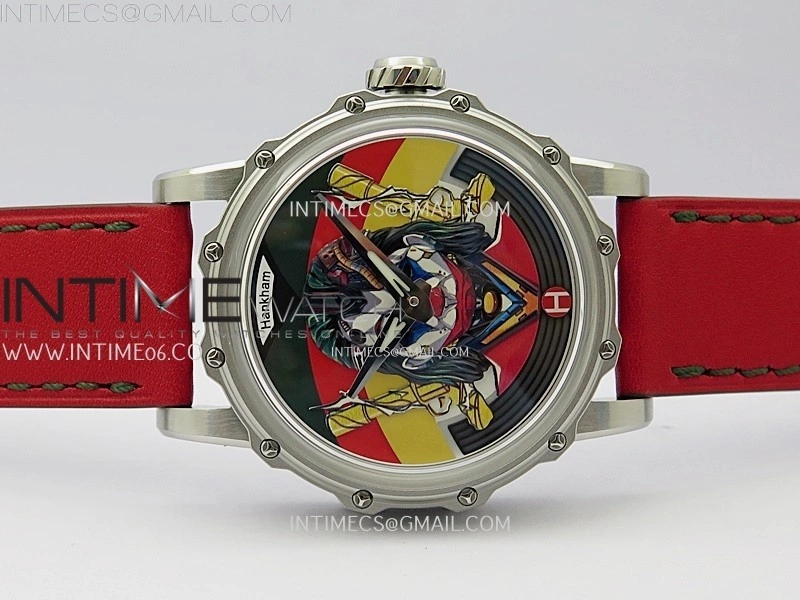 Hankham Joker SS on Red Leather Strap MIYOTA 8215