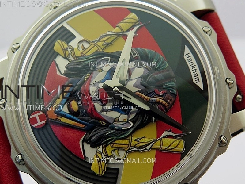 Hankham Joker SS on Red Leather Strap MIYOTA 8215