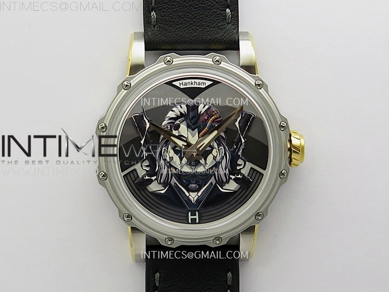 Hankham Joker Two Tone on Black Leather Strap MIYOTA 8215