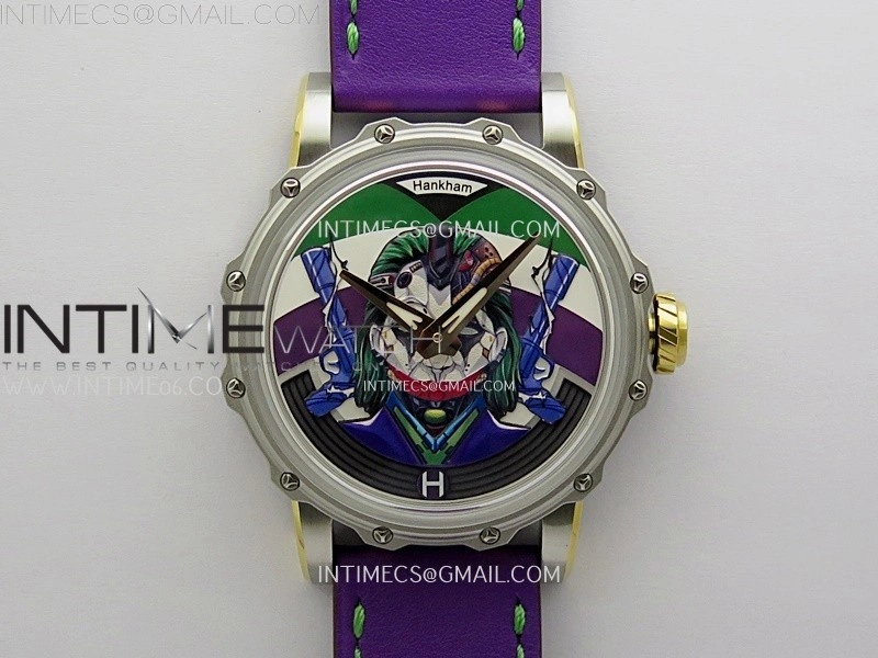 Hankham Joker Two Tone on Purple Leather Strap MIYOTA 8215