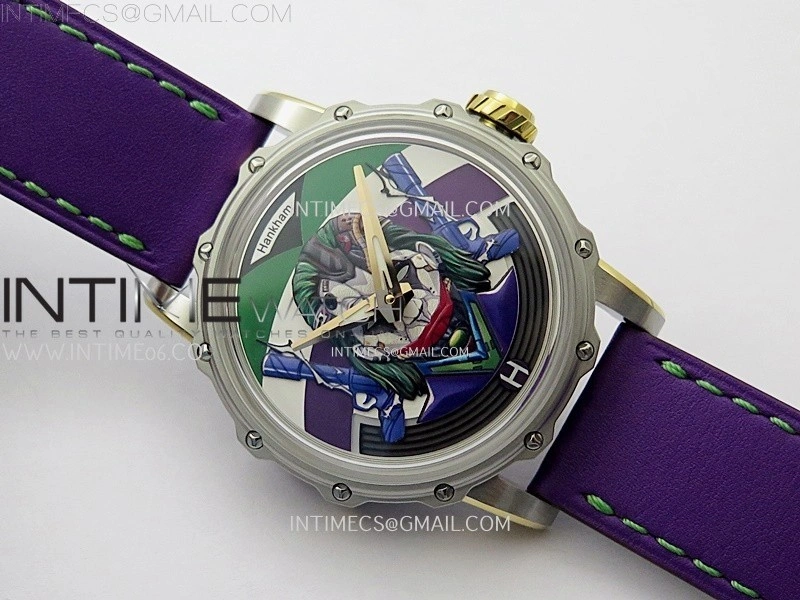 Hankham Joker Two Tone on Purple Leather Strap MIYOTA 8215