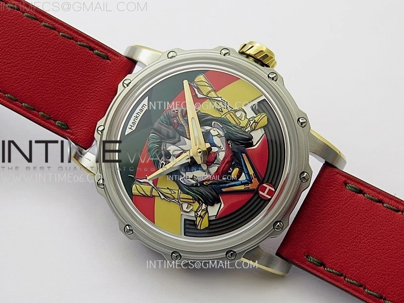Hankham Joker Two Tone on Red Leather Strap MIYOTA 8215