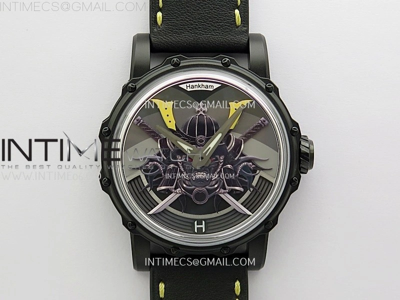 Hankham Samurai PVD on Black Leather Strap MIYOTA 8215