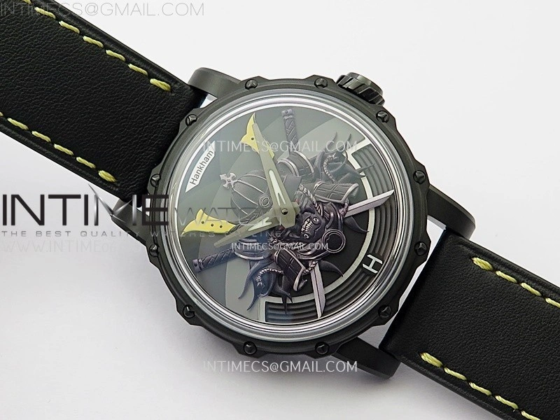 Hankham Samurai PVD on Black Leather Strap MIYOTA 8215