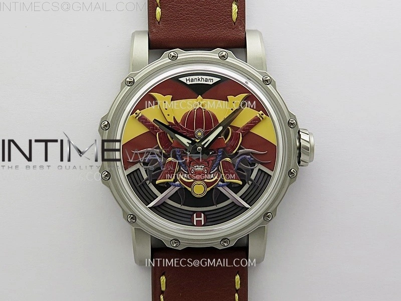 Hankham Samurai SS on Brown Leather Strap MIYOTA 8215