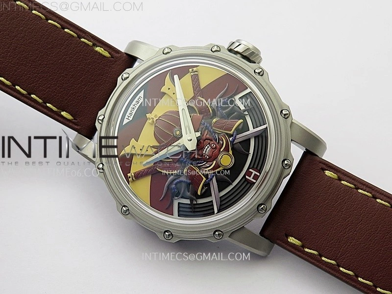 Hankham Samurai SS on Brown Leather Strap MIYOTA 8215