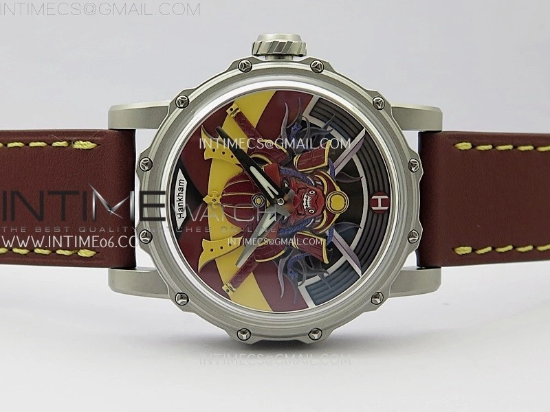 Hankham Samurai SS on Brown Leather Strap MIYOTA 8215
