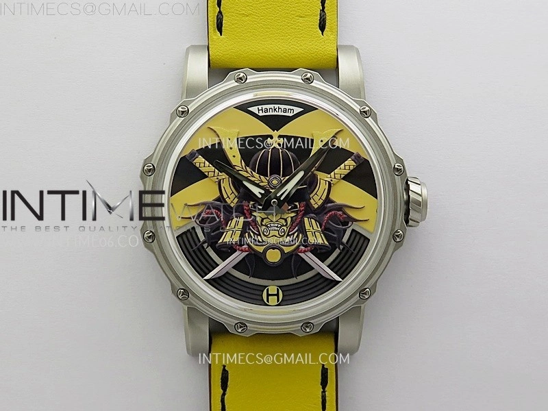 Hankham Samurai SS on Yellow Leather Strap MIYOTA 8215
