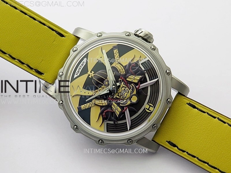 Hankham Samurai SS on Yellow Leather Strap MIYOTA 8215