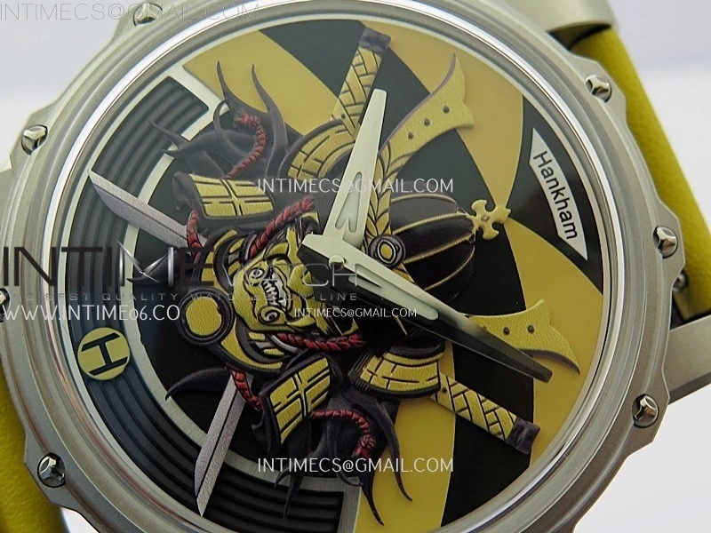 Hankham Samurai SS on Yellow Leather Strap MIYOTA 8215