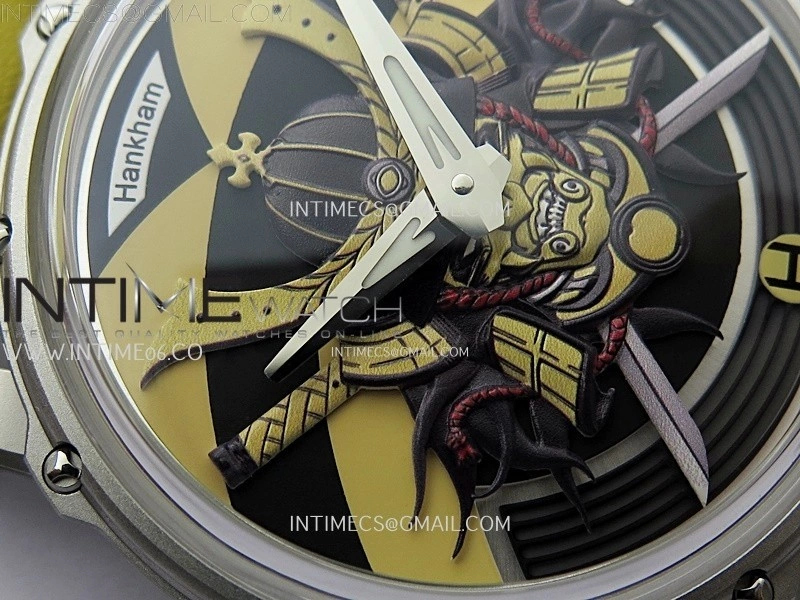 Hankham Samurai SS on Yellow Leather Strap MIYOTA 8215