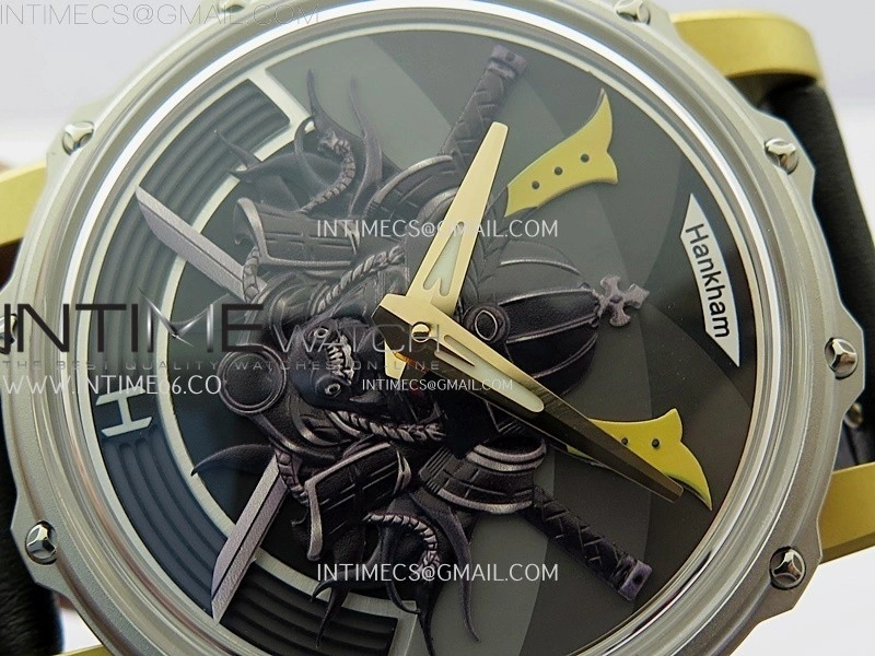 Hankham Samurai Two Tone on Black Leather Strap MIYOTA 8215