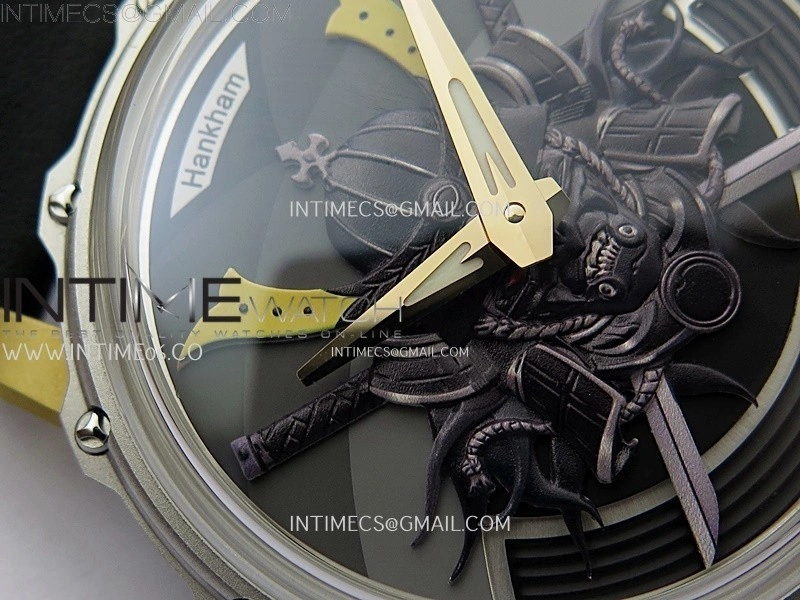Hankham Samurai Two Tone on Black Leather Strap MIYOTA 8215