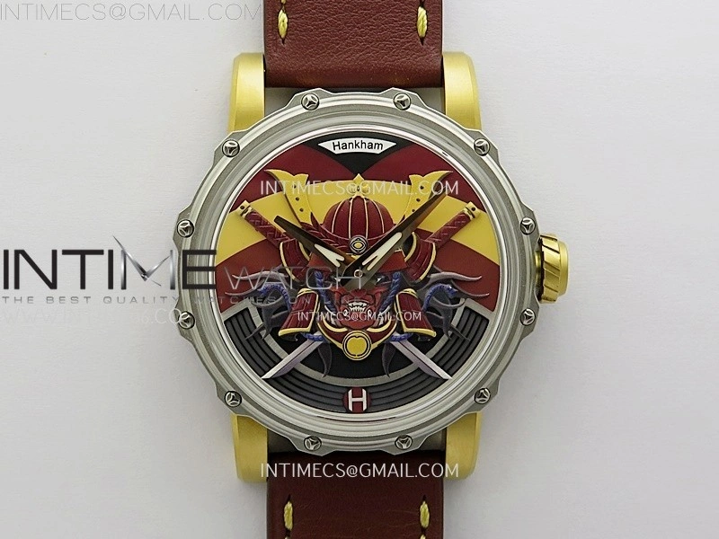 Hankham Samurai Two Tone on Brown Leather Strap MIYOTA 8215