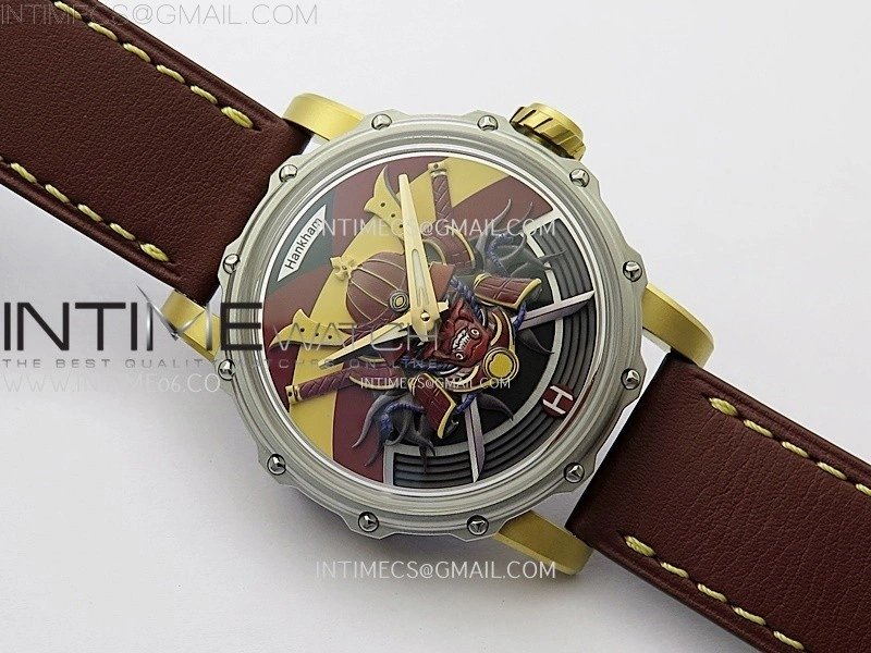 Hankham Samurai Two Tone on Brown Leather Strap MIYOTA 8215