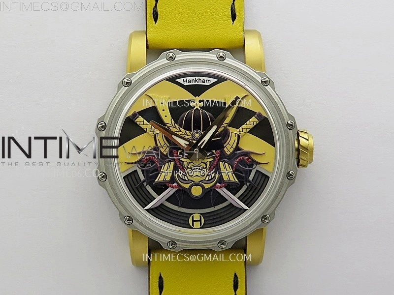 Hankham Samurai Two Tone on Yellow Leather Strap MIYOTA 8215